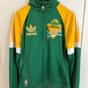 Vintage Seattle SuperSonics Adidas NBA Zip Up Medium Green Jacket Basketball